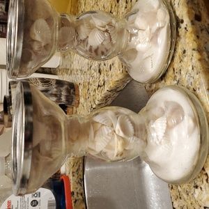 1990s Coastal Glass Candle Holders